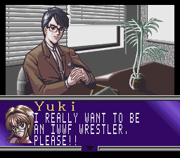Yuki speaking during a translated office conversation